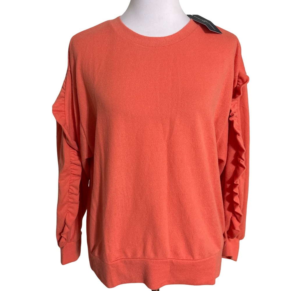 Michelle McDowell Sweatshirt Orange Ruffled Sleeve
